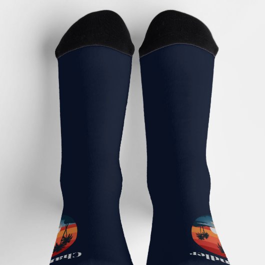 Sunset Beach Navy Socks for Men or Women ソックス (上部)