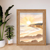 Sunset Beach | Ocean Watercolor Coastal ポスター