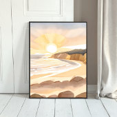 Sunset Beach | Ocean Watercolor Coastal ポスター