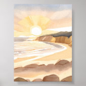 Sunset Beach | Ocean Watercolor Coastal ポスター (正面)
