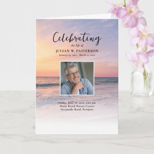 Sunset Beach Photo Celebration of Life Program カード (蘭)
