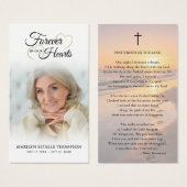 Sunset Beach Photo Footprints in Sand Prayer Card (正面&裏面)