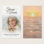 Sunset Beach Photo Forever Hearts Prayer Card (正面&裏面)