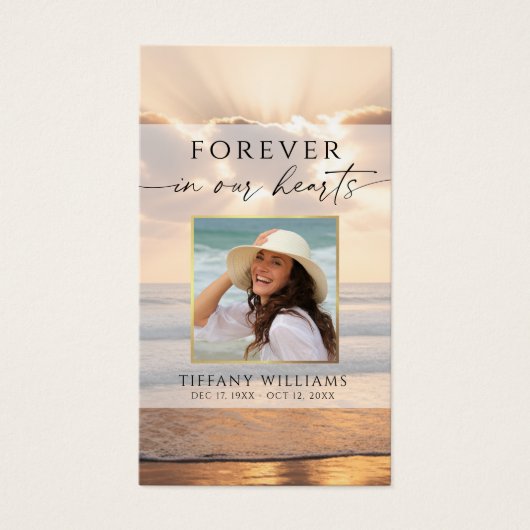Sunset Beach Photo Forever In Hearts Prayer Card (正面)