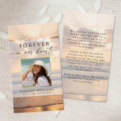 Sunset Beach Photo Forever In Hearts Prayer Card