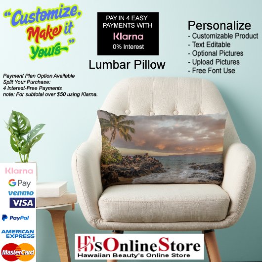 Sunset Beach Polyester Lumbar Pillow 12 ランバークッション