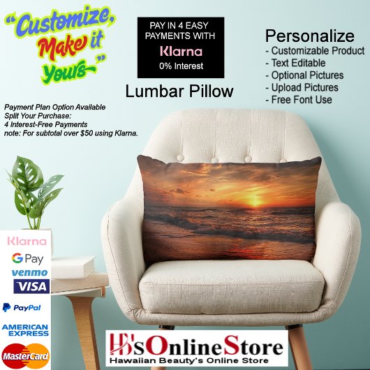 Sunset Beach Polyester Lumbar Pillow 17 ランバークッション