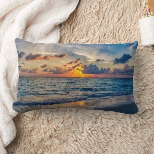 Sunset Beach Polyester Lumbar Pillow 20 ランバークッション (ブランケット)
