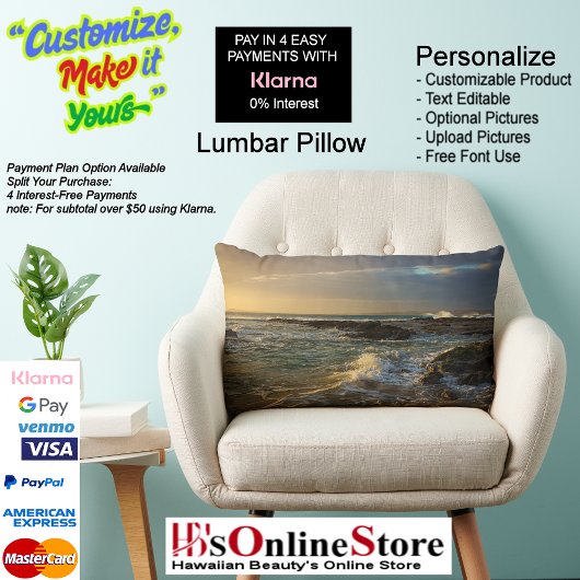 Sunset Beach Polyester Lumbar Pillow 22 ランバークッション