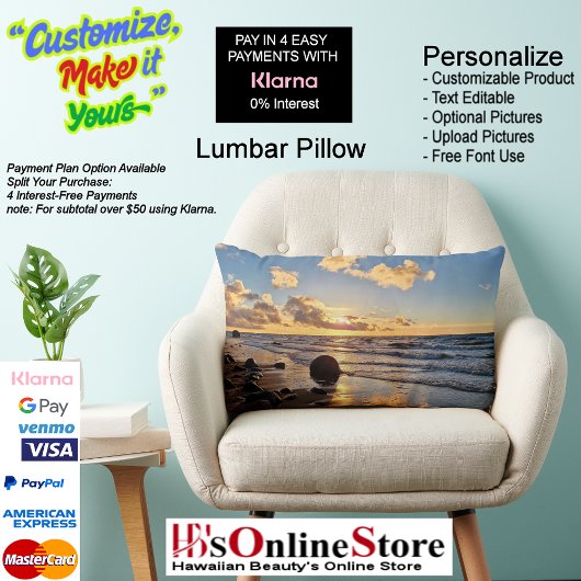 Sunset Beach Polyester Lumbar Pillow 27 ランバークッション