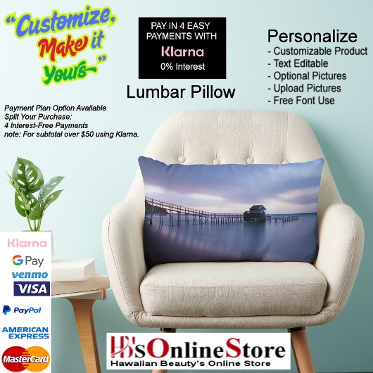 Sunset Beach Polyester Lumbar Pillow 30 ランバークッション
