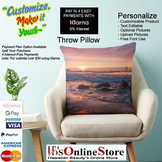 Sunset Beach Polyester Lumbar Pillow 37 クッション