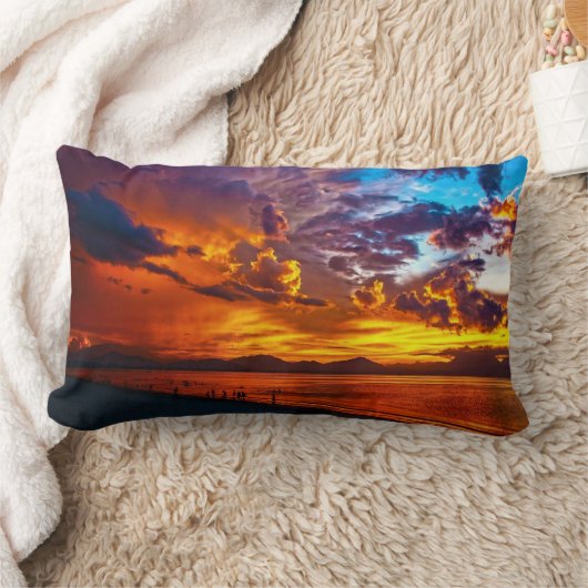 Sunset Beach Polyester Lumbar Pillow 5 ランバークッション (ブランケット)