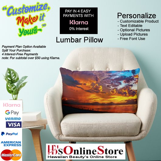 Sunset Beach Polyester Lumbar Pillow 5 ランバークッション