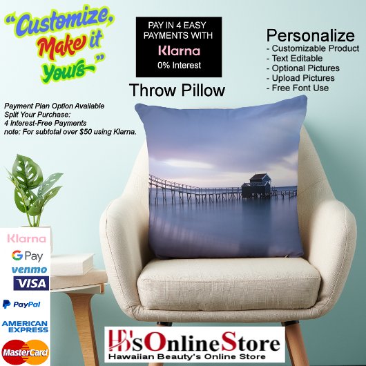 Sunset Beach Polyester Throw Pillow 30 クッション