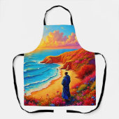 Sunset Beach Solitude Serenity Design エプロン (正面)