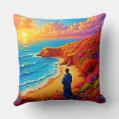 Sunset Beach Solitude Serenity Design クッション (裏面)