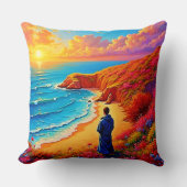 Sunset Beach Solitude Serenity Design クッション (正面)