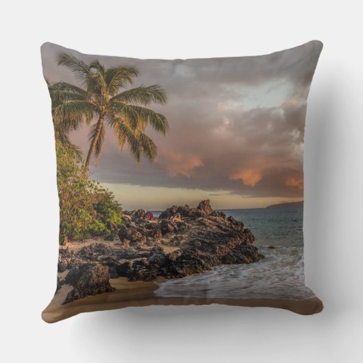 Sunset Beach Square Polyester Large Pillow 12 クッション (裏面)