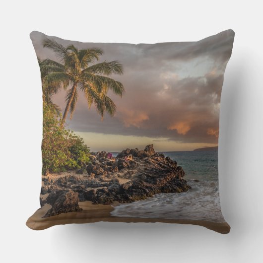 Sunset Beach Square Polyester Large Pillow 12 クッション (正面)