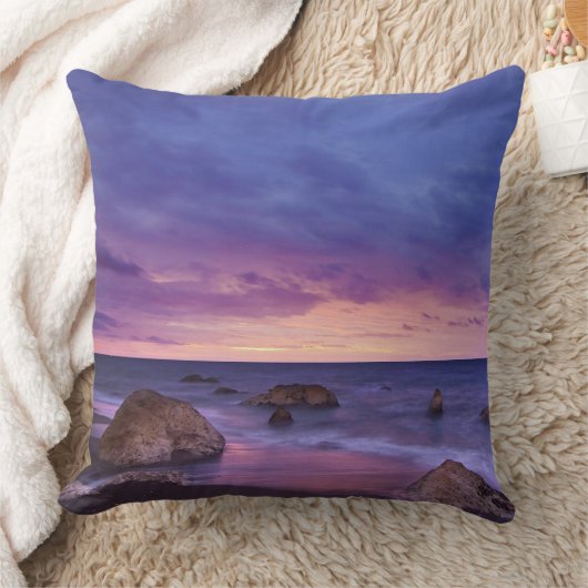 Sunset Beach Square Polyester Large Pillow 13 クッション (ブランケット)