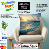 Sunset Beach Square Polyester Large Pillow 19 クッション