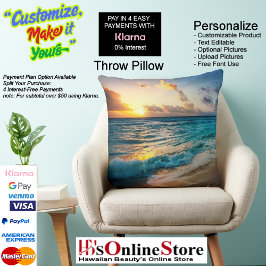 Sunset Beach Square Polyester Large Pillow 19 クッション