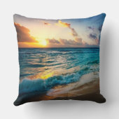 Sunset Beach Square Polyester Large Pillow 19 クッション (裏面)