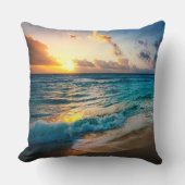 Sunset Beach Square Polyester Large Pillow 19 クッション (正面)
