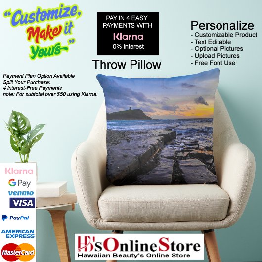 Sunset Beach Square Polyester Large Pillow 31 クッション