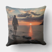 Sunset Beach Square Polyester Large Pillow 32 クッション (裏面)