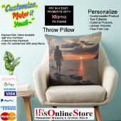 Sunset Beach Square Polyester Large Pillow 32 クッション