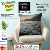 Sunset Beach Square Polyester Large Pillow 36 クッション