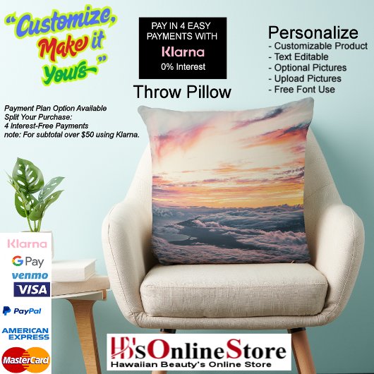 Sunset Beach Square Polyester Large Pillow 39 クッション