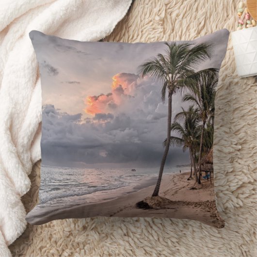 Sunset Beach Square Polyester Large Pillow 9 クッション (ブランケット)
