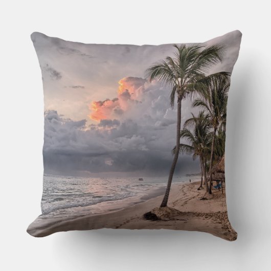 Sunset Beach Square Polyester Large Pillow 9 クッション (正面)