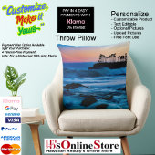 Sunset Beach Square Polyester Throw Large Pillow 4 クッション