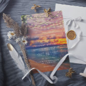 Sunset Beach String Lights QR Code Wedding 招待状