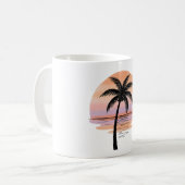Sunset Beach Vibes – Minimalist Hand-Drawn Mug コーヒーマグカップ (正面左)