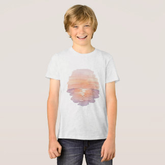 Sunset Beach Vibes – Minimalist Hand-Drawn Ocean トライブレンドＴシャツ