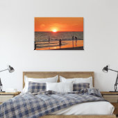 Sunset Beach Wall Art Coastal Ocean Decor キャンバスプリント (インサイチュ (寝室))