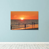 Sunset Beach Wall Art Coastal Ocean Decor キャンバスプリント (インサイチュ (ウッドフロア))