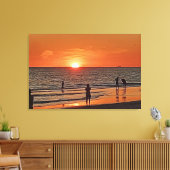 Sunset Beach Wall Art Coastal Ocean Decor キャンバスプリント (インサイチュ (リビング))