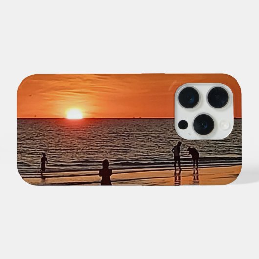 Sunset Beach Wall Art Coastal Ocean Decor iPhoneケース (裏面横)
