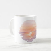 Sunset Beach Waves – Minimalist Hand-Drawn Mug コーヒーマグカップ (正面左)
