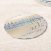 Sunset Beach Wedding ラウンドペーパーコースター (アングル)