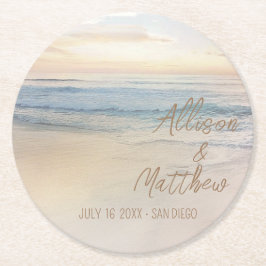 Sunset Beach Wedding ラウンドペーパーコースター