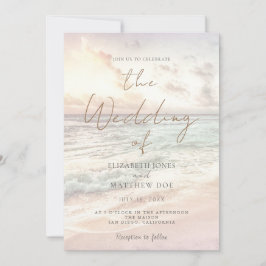 Sunset Beach Wedding Beachfront Wedding Invitation 招待状