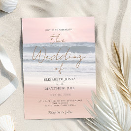 Sunset Beach Wedding Beachfront Wedding Invitation 招待状