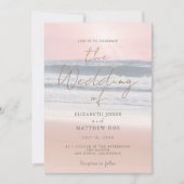 Sunset Beach Wedding Beachfront Wedding Invitation 招待状 (正面)